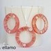 Ear-rings and pendant with circle shaped cherry quartz gemstones, spiral silver wire shapes, pink, OOAK