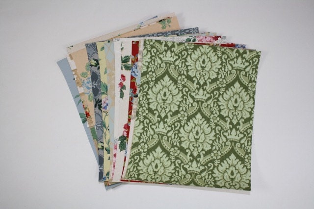 Vintage Wallpaper Sample Collage Pack (12 Sheets, 8 1/2 in. x 10 1/2 in.)