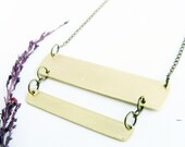 Minimalist Bar Necklace // Brass // Gold