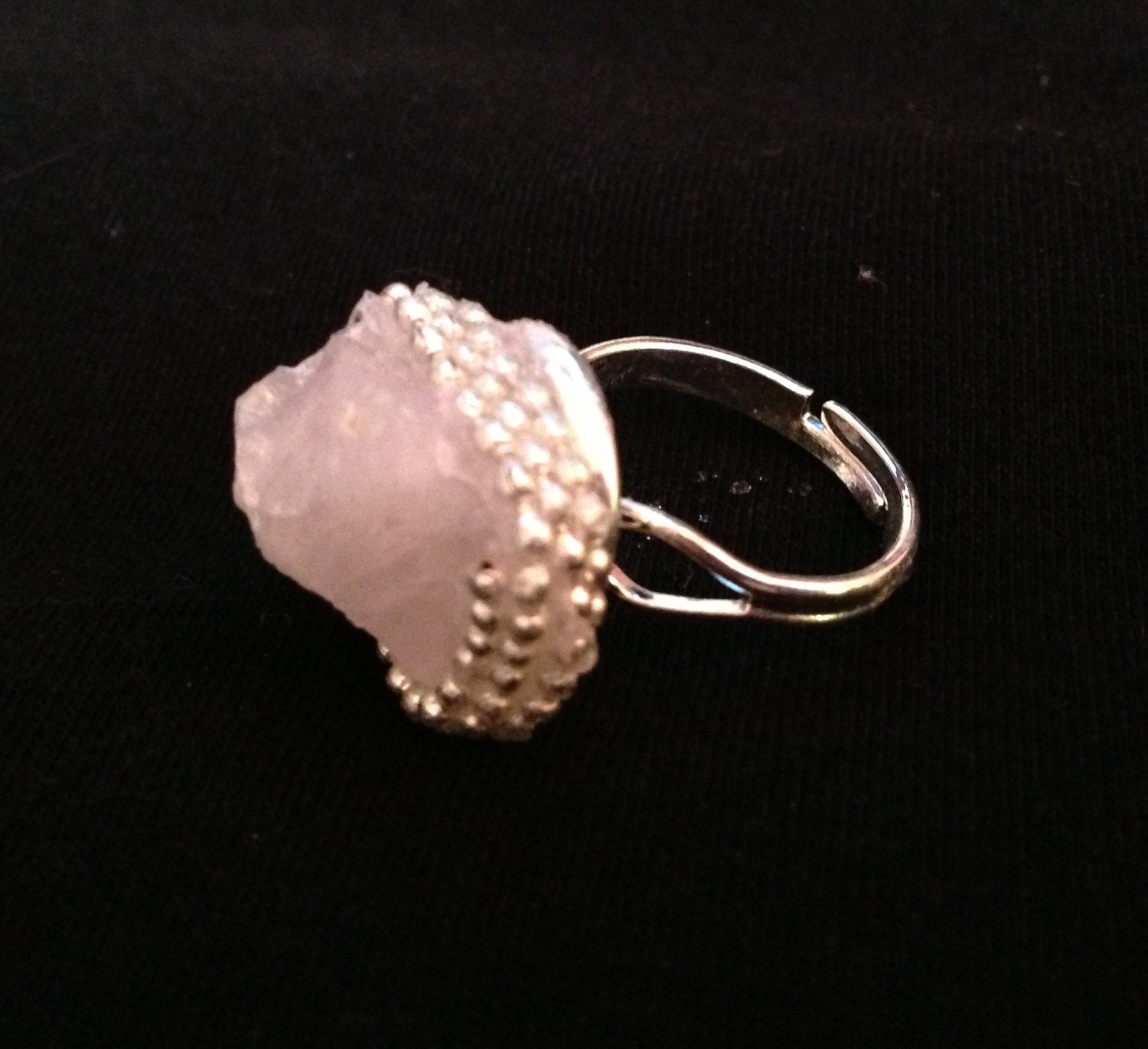 Quartz clear crystal ring silver plated chain adjustable size 5.5-7.5 - No. 6