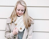 Creamy White Crochet scarf with buttons soft and ECO friendly Button Scarf