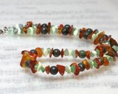 Jasper, aventurine, jade & amber necklace