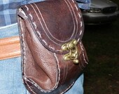 Distressed Brown Steampunk Leather Belt Pouch Renissance LARP SCA