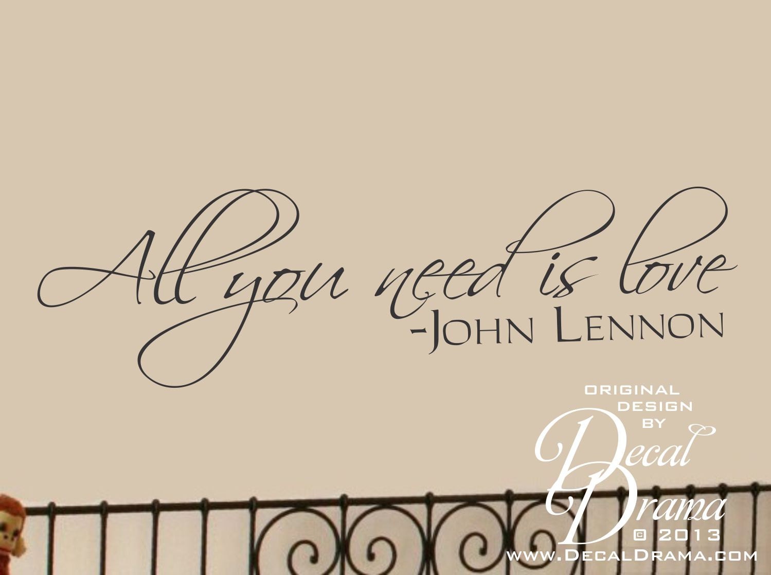 Vinyl Wall Decal - All You Need is Love, John Lennon, The Beatles lyrics