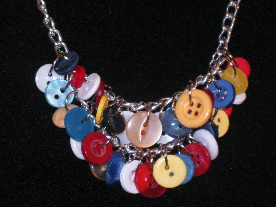 Colourful button necklace and button charm bracelet - fun