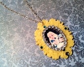 Alice In Wonderland Rhinestone Pendant Necklace