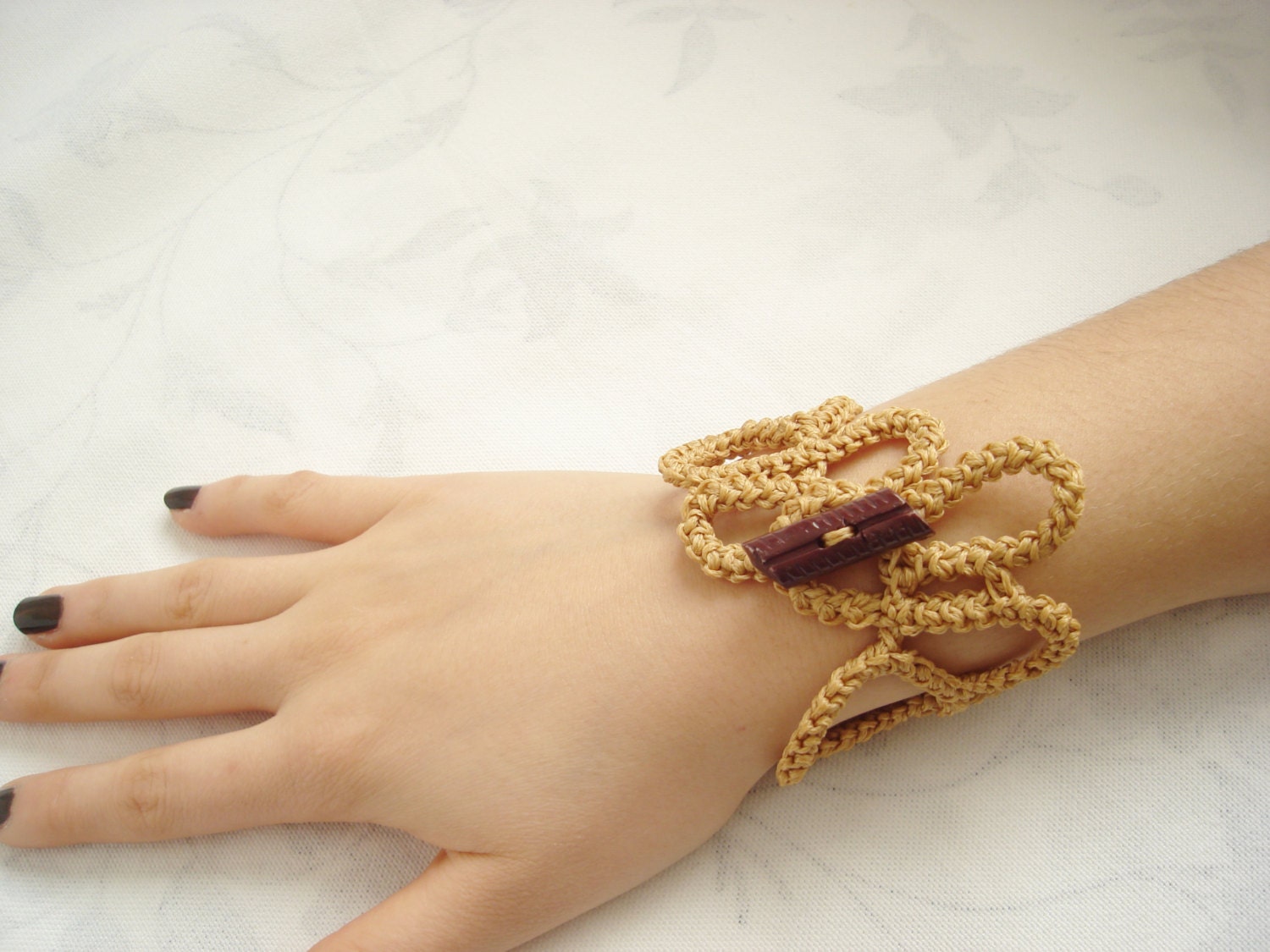 Golden Yellow crochet bracelet...Jewelry...