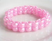 Light Pink Beaded Bracelet, Pearl Pony Bead Childrens Stretch Bracelet