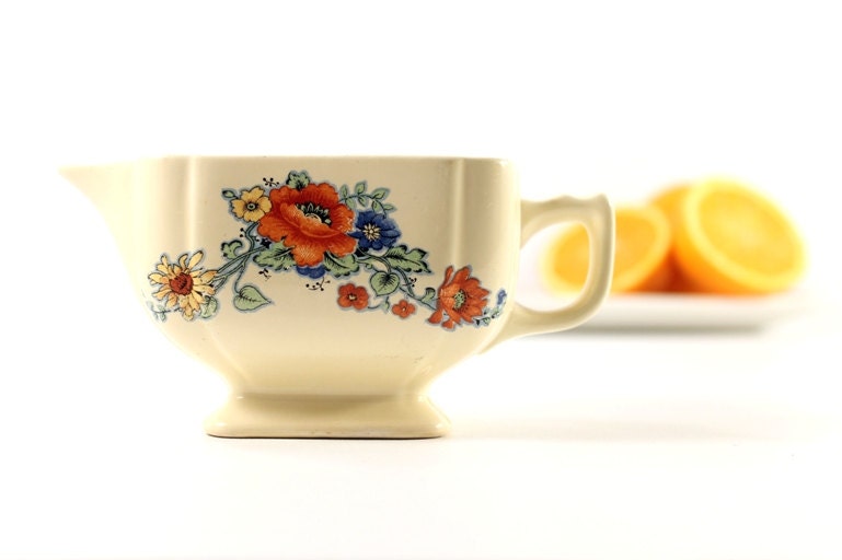 Vintage Poppy Transferware Pitcher Creamer