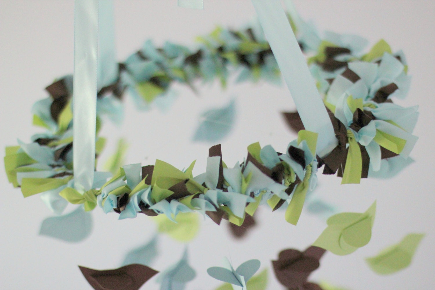 Blue Nursery Mobile- Blue, Brown, Green Birds- Nursery Mobile, Baby Shower Gift, Photographer Prop
