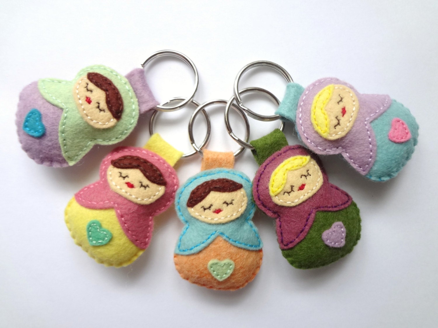 The one with the biggest heart- lightly stuffed matryoshka doll keychain