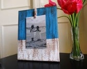 Canvas Photo Display Hand Painted Picture Frame Beach Theme Decor Blue White Brown