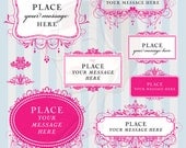 Chandelier Digital Frames Vintage HOT PINK Ornate DIY Wedding Invitation Program Clip Art Victorian Scrapbook Supplies European Border 10333