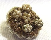 Antique Pearl Brooch,  Victorian, Faux Seed Pearls, Wedding Jewelry