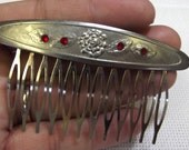 Vintage Style Hair Comb, Floral Motif with Swarovski Crystal, Metal Hair Accessory