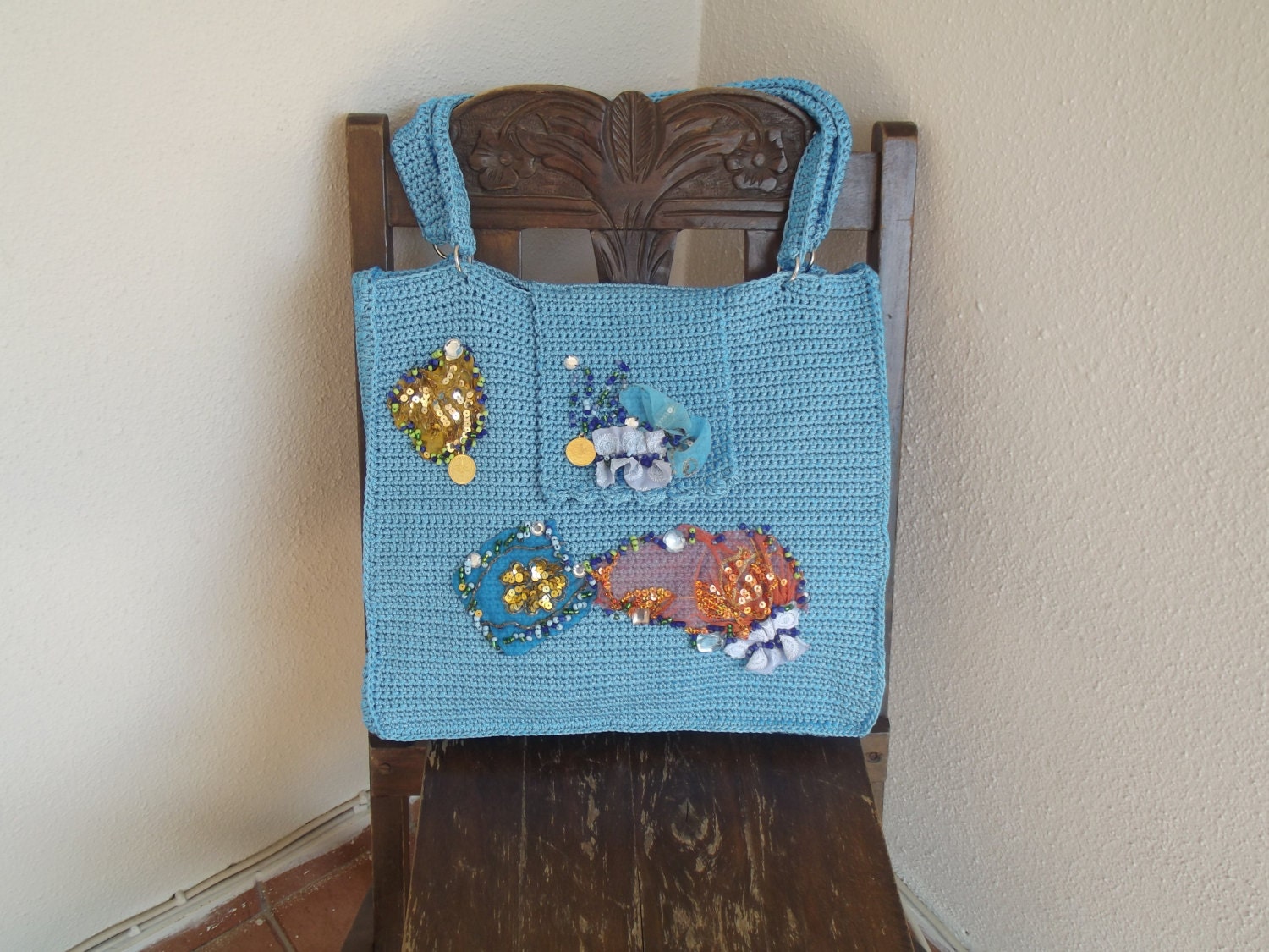 Crochet Handmade Crochet Turques Bead Fabric Macreme Yarn Tulle Stone Fallfashion Shoulder Bag  Beach Summer Fashion