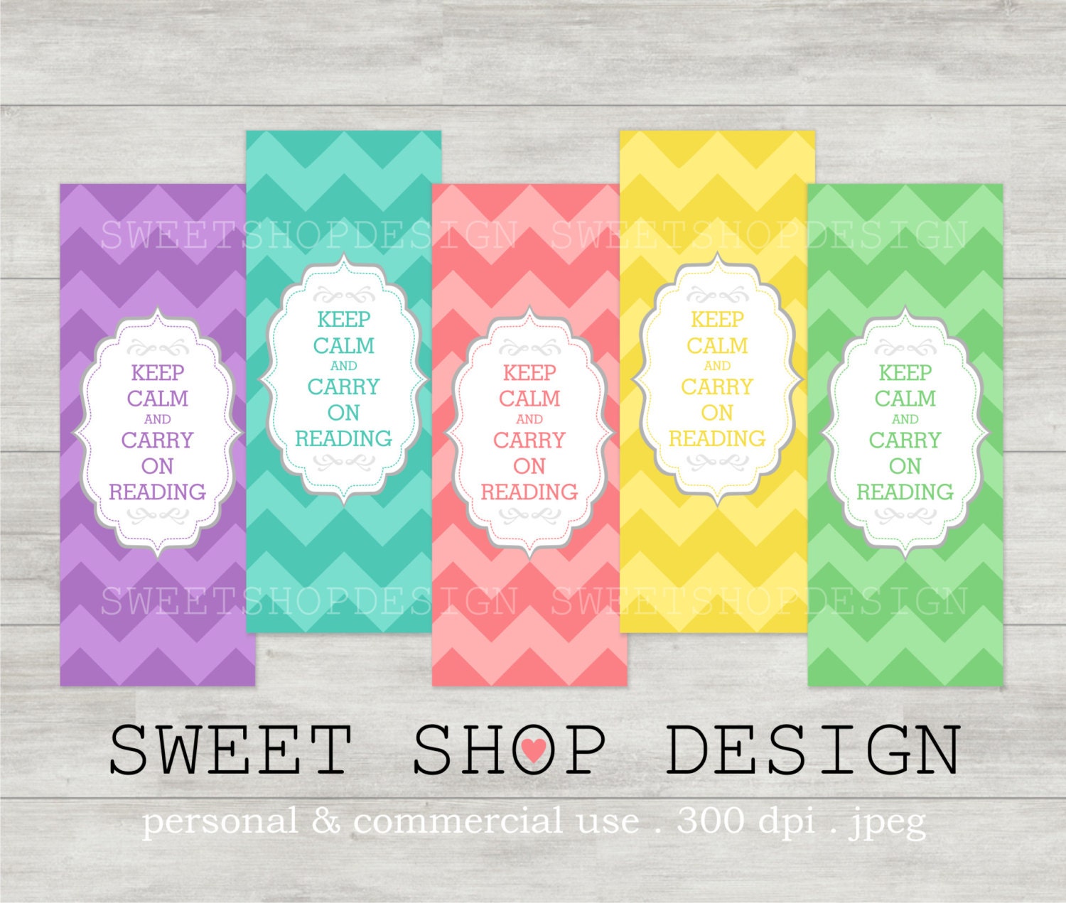 Digital Printable Bookmark - Keep Calm & Carry On Reading - N02