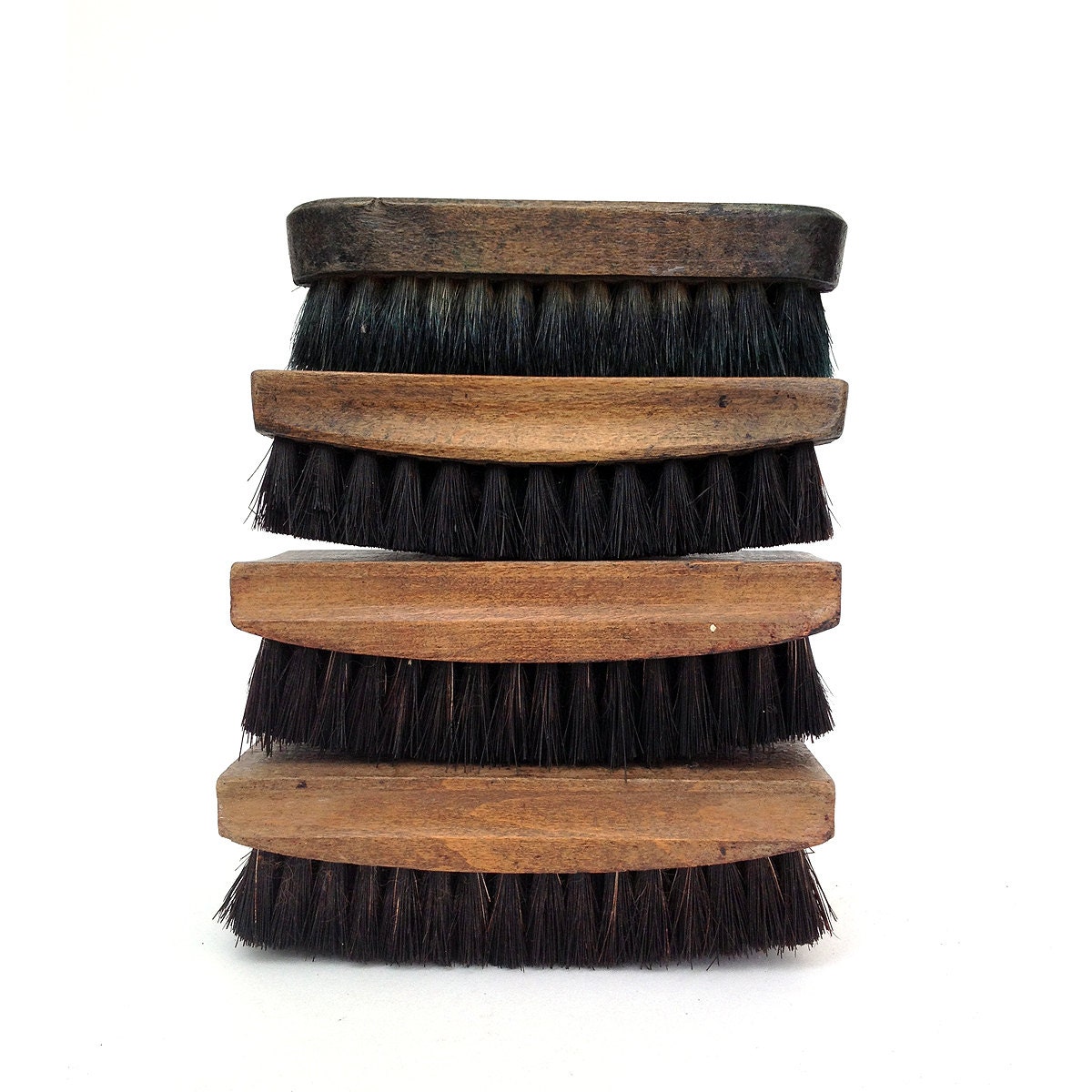 Vintage shoes brushes, made in England, 4 brushes and a wire suede brush