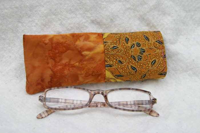 GC13-003  Eyeglasses Case - Brown and Orange African Print - MEDIUM
