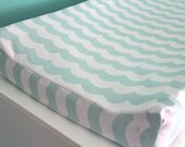 minty waves contoured changing pad cover