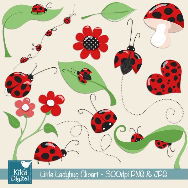 Little Ladybug Digital Clipart - Scrapbooking , card design, invitations, stickers, paper crafts, web design - INSTANT DOWNLOAD