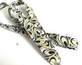 Lanyard ID Badge Holder Yellow Grey and Black Swirl Key Lanyard - Fabric Lanyard