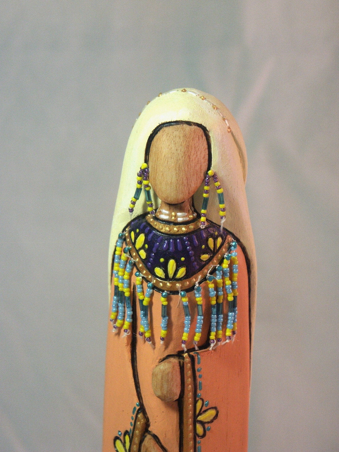 Grandmother Moon Faceless art doll primitive Native American wood carving collectible
