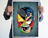 Digital print comics superman batman iron man hulk spiderman wolverine captain america art poster