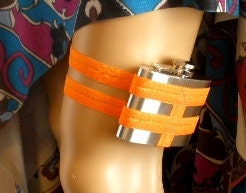 Flask Garter - 4oz Flask - Bright Neon Orange - funny gift - petite plus size available