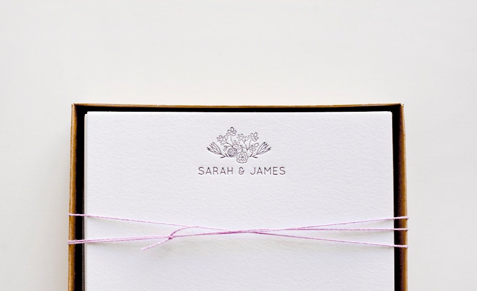 Letterpress Personalized Stationery - Set of 20