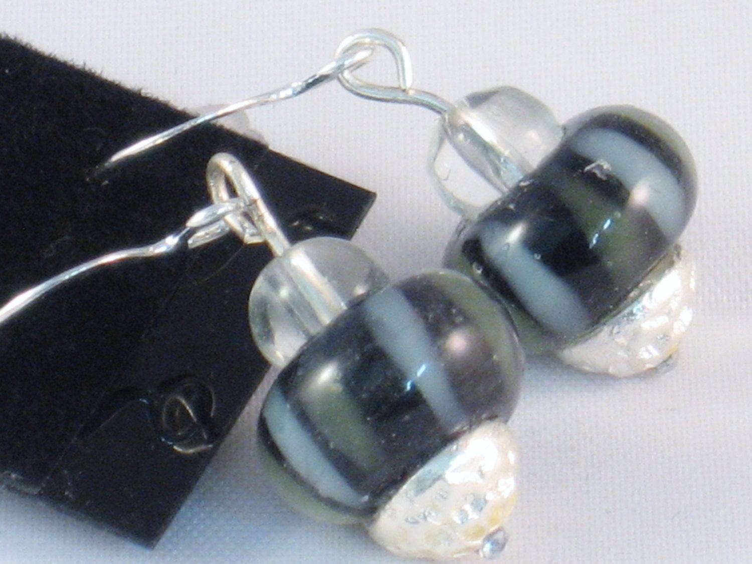 Earrings in Black, Light Blue and Green