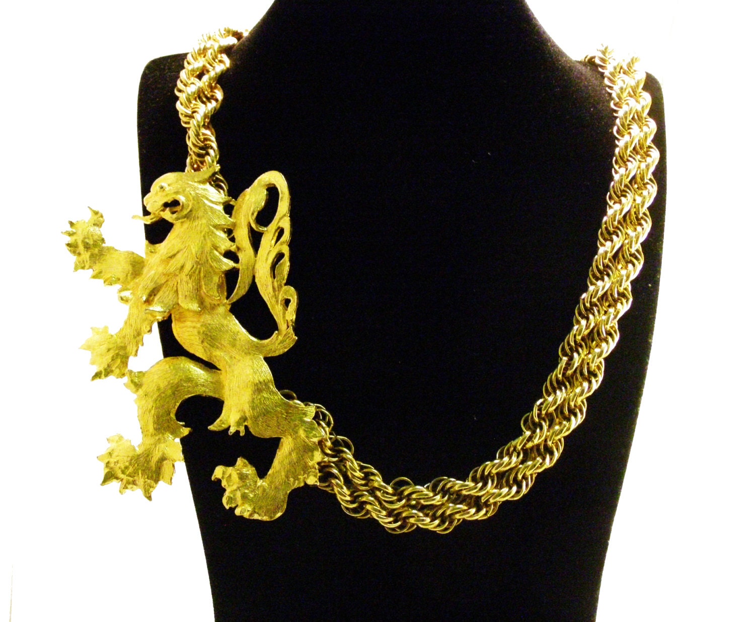 Vintage Heraldic Lion Griffin Necklace