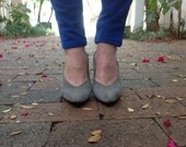 Vintage Grey Suede Mes Amis by Garolini Sling Backs - Size 6 1/2