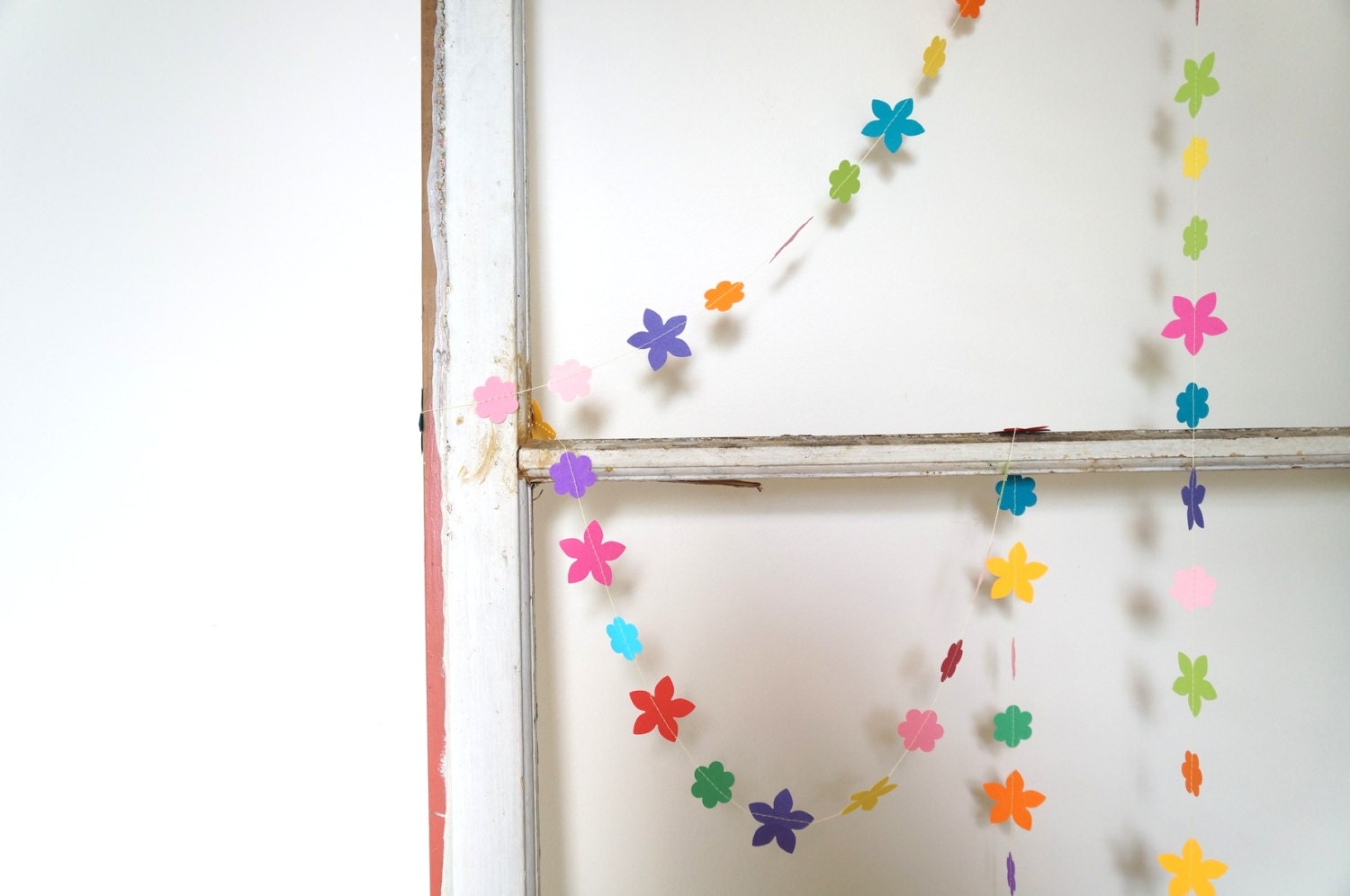 Flower Shop Brights paper garland - 3 metre (9.8 ft) Easter warm spring color girls party decor