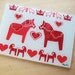 Swedish Dala Horse Glass Cheeseboard in Red and White 11x8