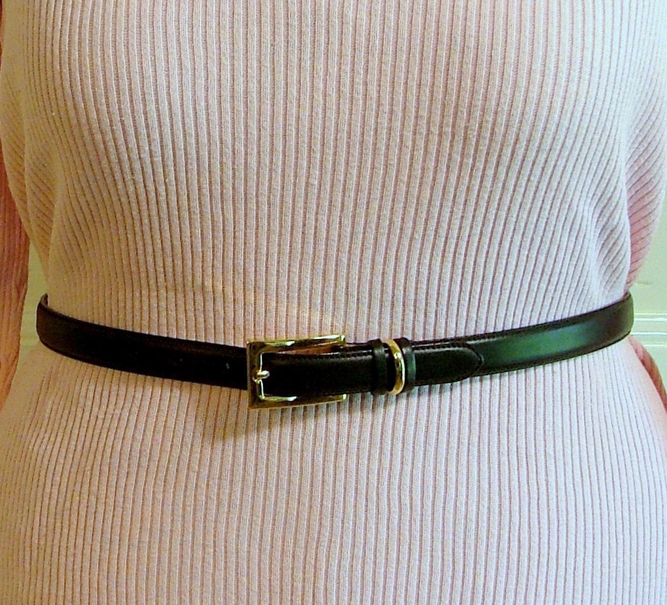TALBOTS Black Italian Leather Belt 30" to 34" Medium