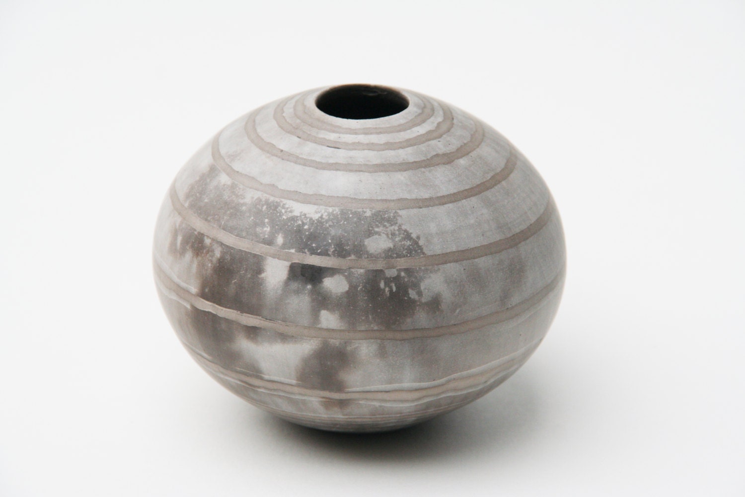Striped Ceramic Pot - Sawdust Fired