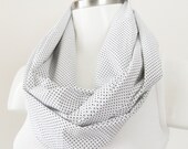 infinity scarf, black white scarf, polka dots scarf, loop scarf, SPRING,