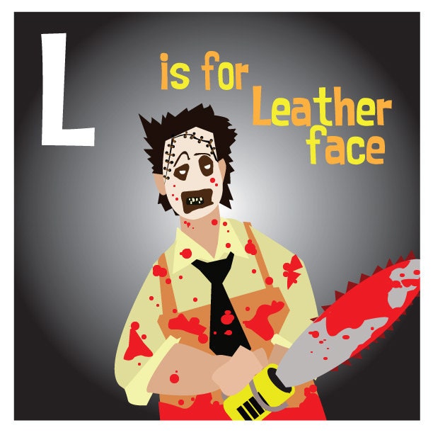 L is for Leatherface - Original Artwork  8.5" x 8.5" from horror classi Texas Chainsaw Massacre