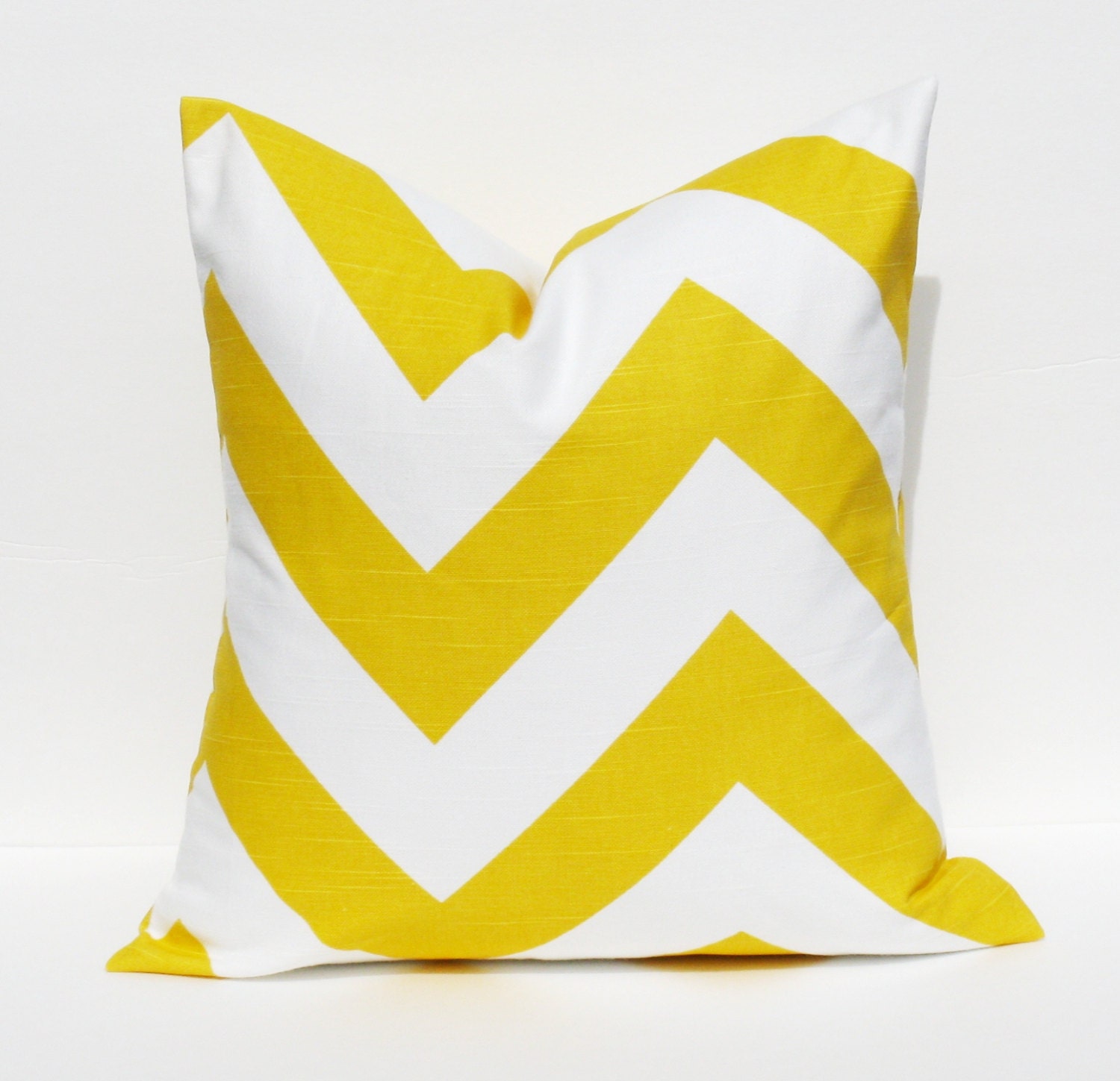 Pillow Throw Pillow Cover 16x16 Yellow Pillow Chevron Pillow Large Chevron Printed Fabric on Front and Back.Housewares.Pillows.Cushions