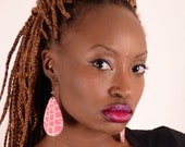 Ankara/ African prints Fabric Tear Drop Earrings - Pink