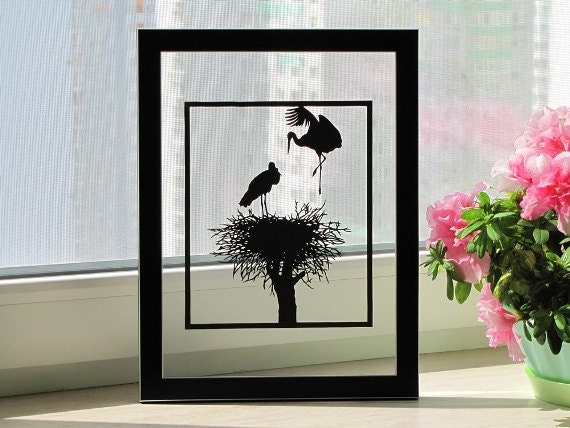 Home Nest Handmade Original Papercut First Anniversary Paper Gift: Hand-Cut Paper Art Silhouette (UNFRAMED)