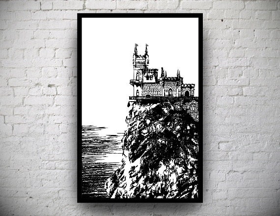FRAMED The Swallow's Nest Handmade Original Papercut: Hand-Cut Paper Art Silhouette - 24.02 x 18.11 inches (61 x 46 cm)
