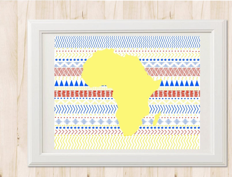 Tribal Africa Print // Adoptive Child/Family Gift // Congo or Ethiopia Flag Colors // Gallery Wall Print