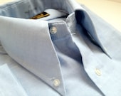 DEADSTOCK Vintage Men's Mid-Century Light Blue Howland Durable Press Oxford Cloth Button-Down Half-Sleeve Shirt -- 15 