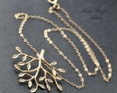 Pendant tree, gold plated, 14k Gold Filled Chain,2x1.4 mm