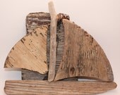 Upcycled Handmade Authentic Driftwood Sailboat-Made With Recycled Materials-Beach Art, Cottage Chic, Home Decor-Nautical Wall Hanging