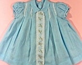 Vintage Girls 1940s or Earlier Pleated Rose Bud Dress size 24mos