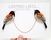 Bird Wooden Collar Clips