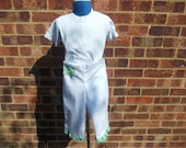 Girls white and green capri pants
